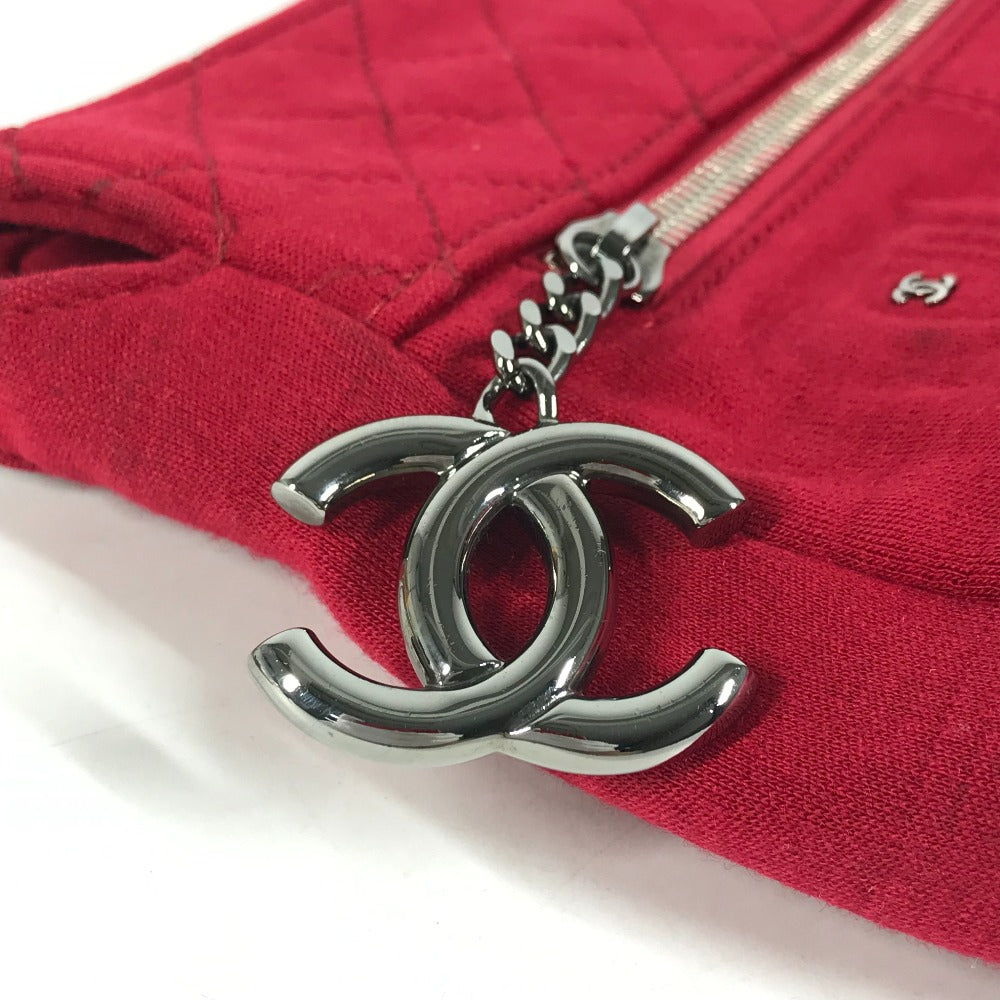 CHANEL Shoulder Bag cotton Red Pochette CC COCO Mark Matelasse Quilting Women Used