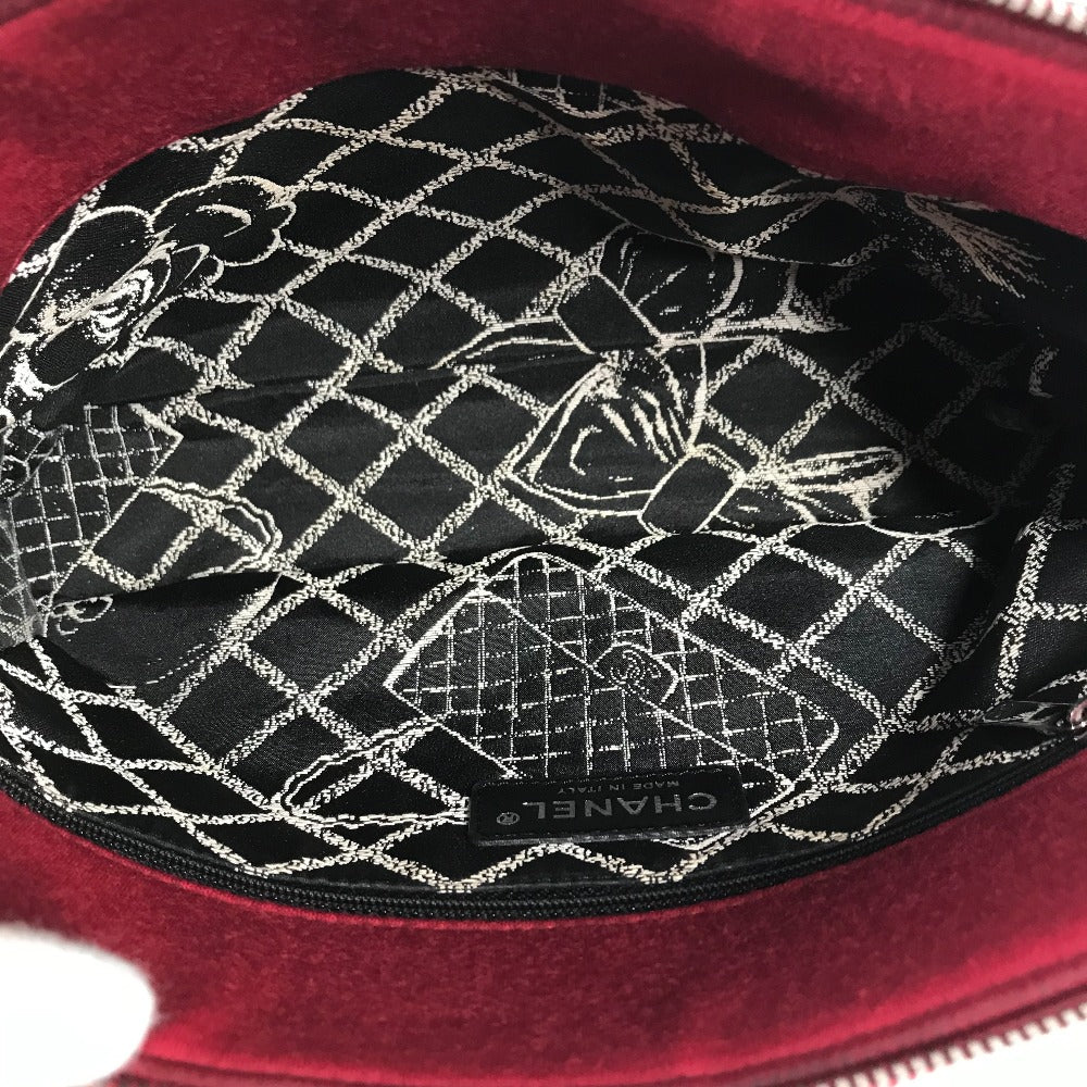 CHANEL Shoulder Bag cotton Red Pochette CC COCO Mark Matelasse Quilting Women Used