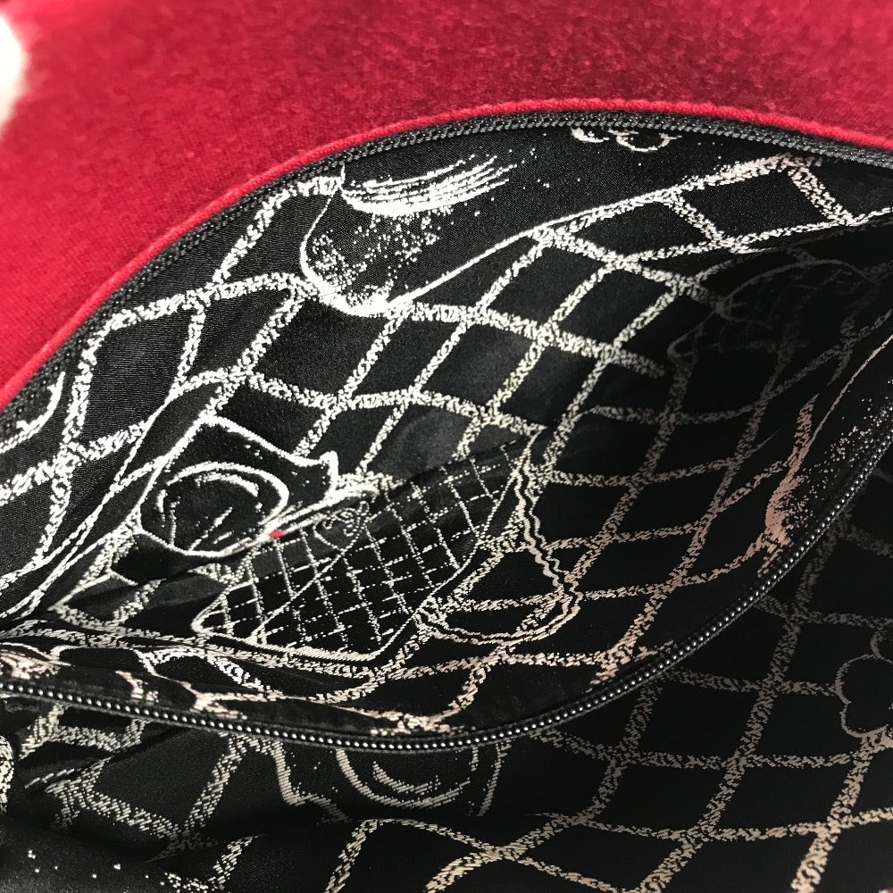 CHANEL Shoulder Bag cotton Red Pochette CC COCO Mark Matelasse Quilting Women Used