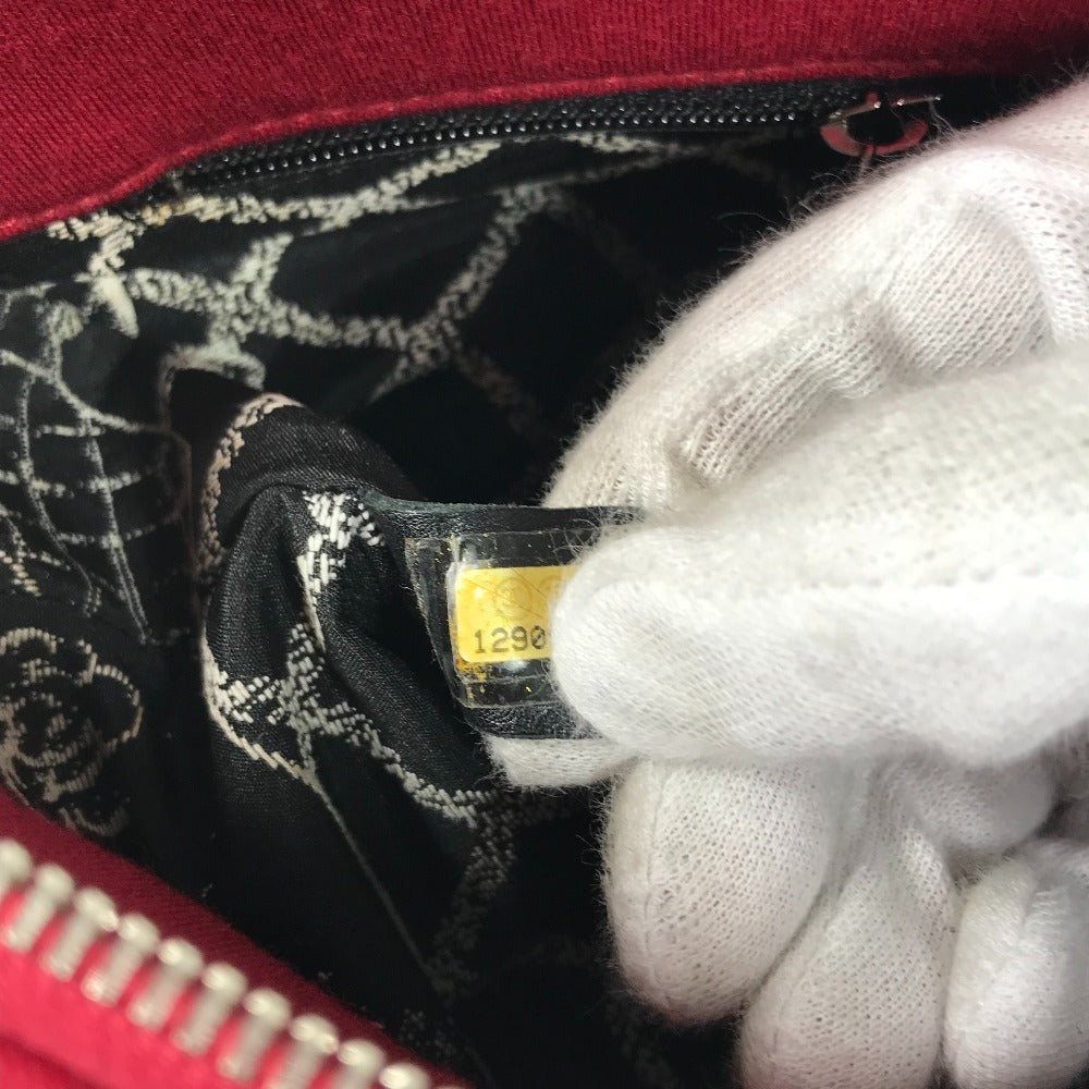 CHANEL Shoulder Bag cotton Red Pochette CC COCO Mark Matelasse Quilting Women Used