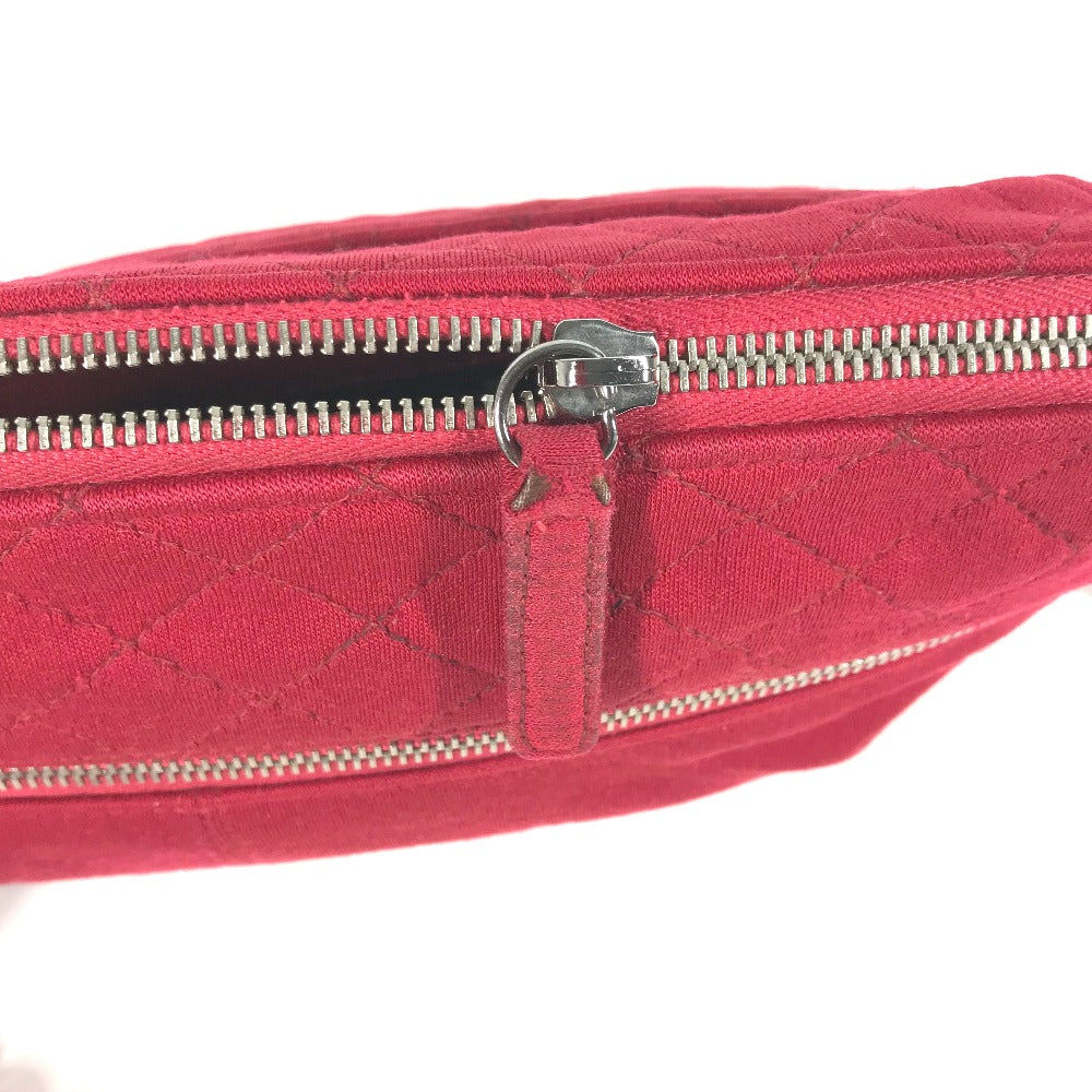 CHANEL Shoulder Bag cotton Red Pochette CC COCO Mark Matelasse Quilting Women Used