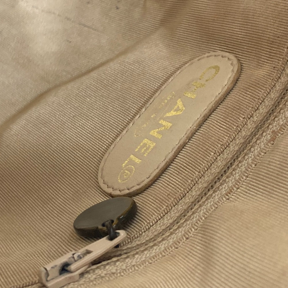 CHANEL Tote Bag leather beige logo CC COCO Mark