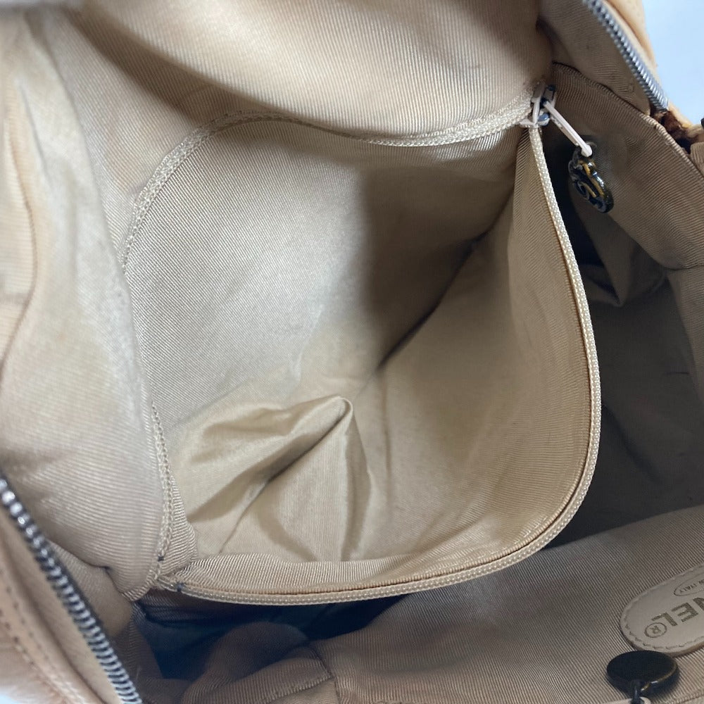 CHANEL Tote Bag leather beige logo CC COCO Mark