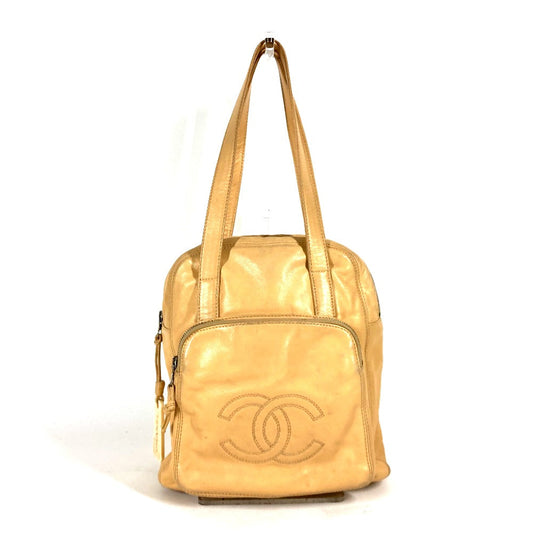 CHANEL Tote Bag leather beige logo CC COCO Mark