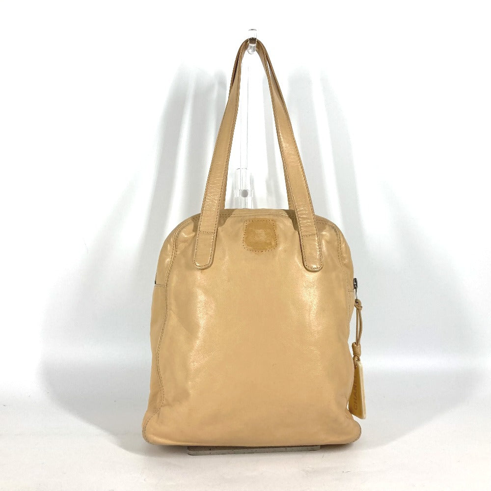 CHANEL Tote Bag leather beige logo CC COCO Mark