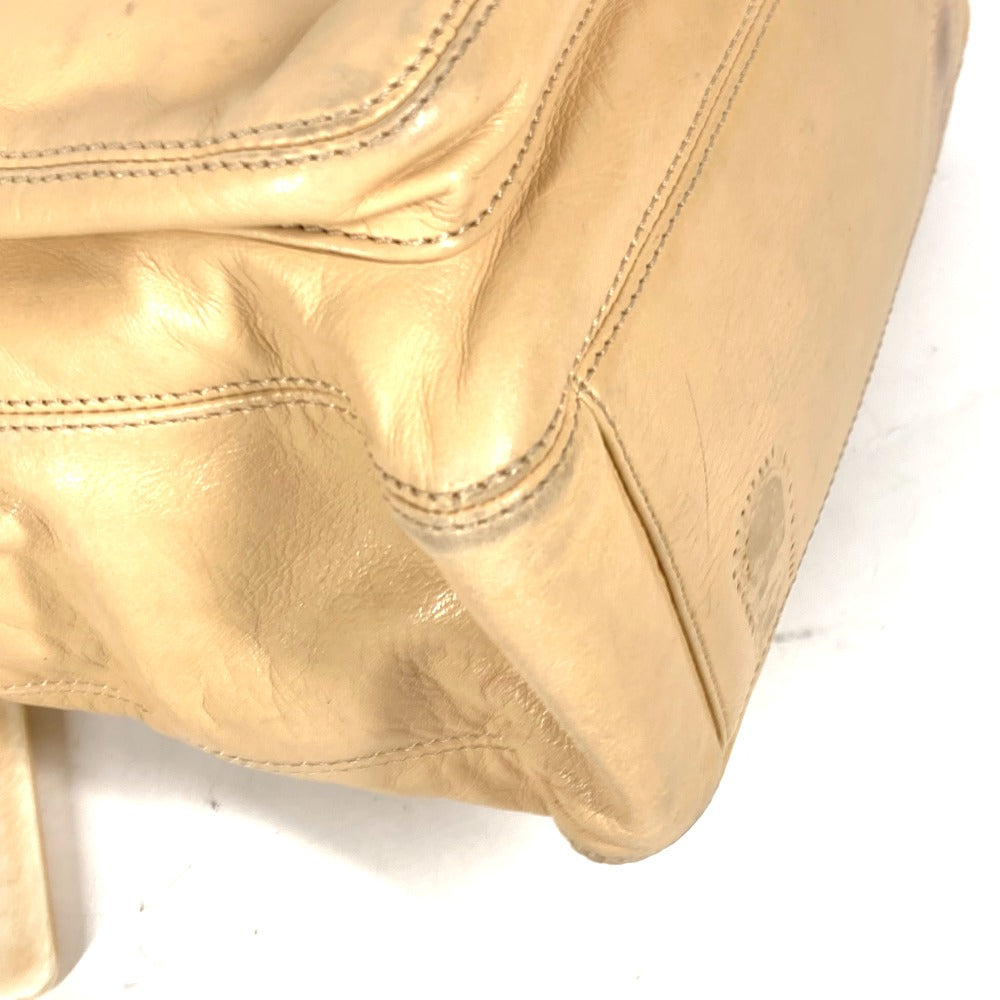 CHANEL Tote Bag leather beige logo CC COCO Mark