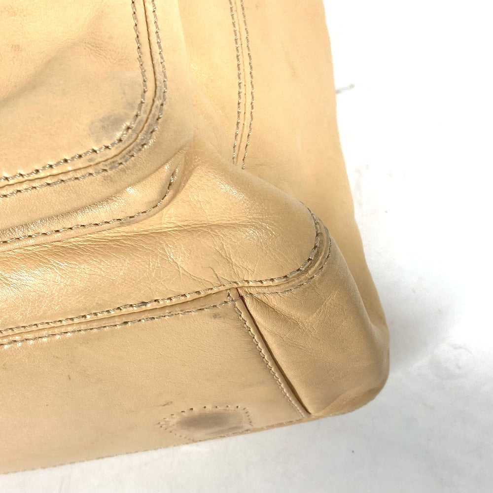 CHANEL Tote Bag leather beige logo CC COCO Mark