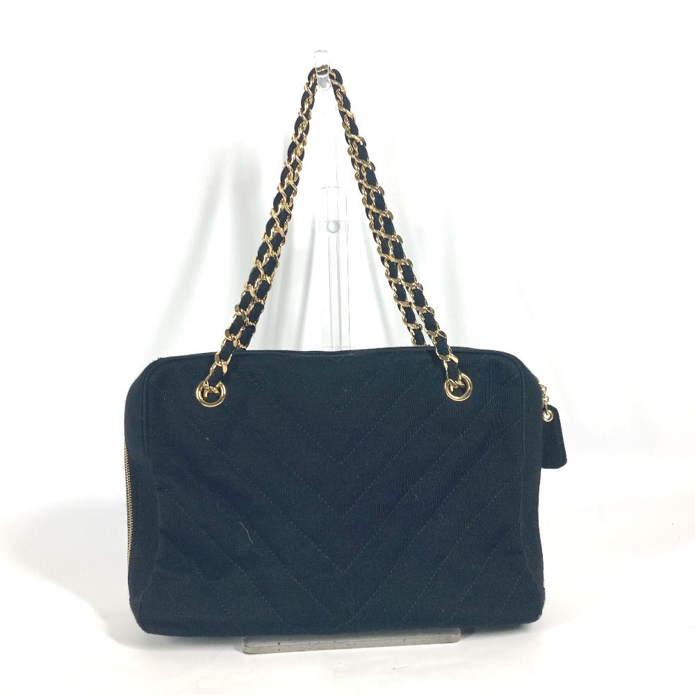CHANEL Shoulder Bag Jersey black bag shawl CC COCO Mark Quilting Matelasse