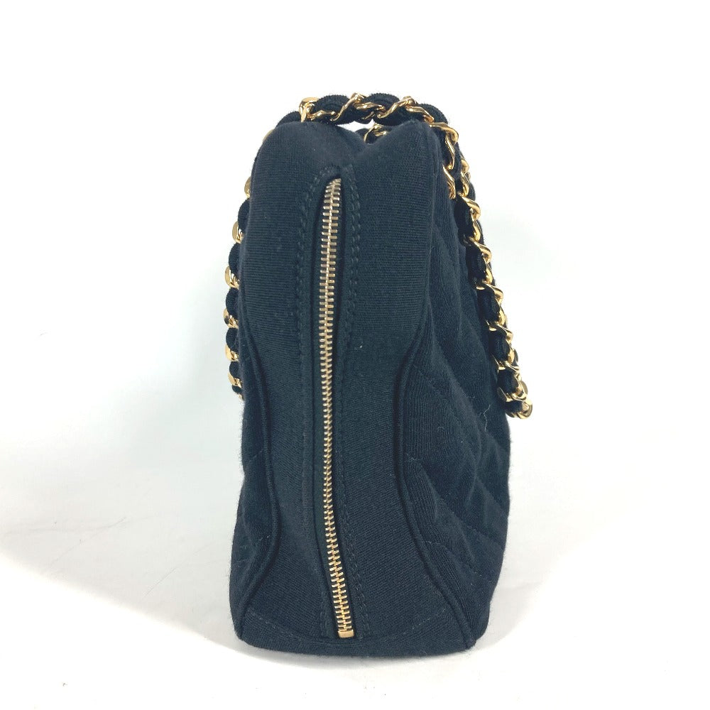CHANEL Shoulder Bag Jersey black bag shawl CC COCO Mark Quilting Matelasse