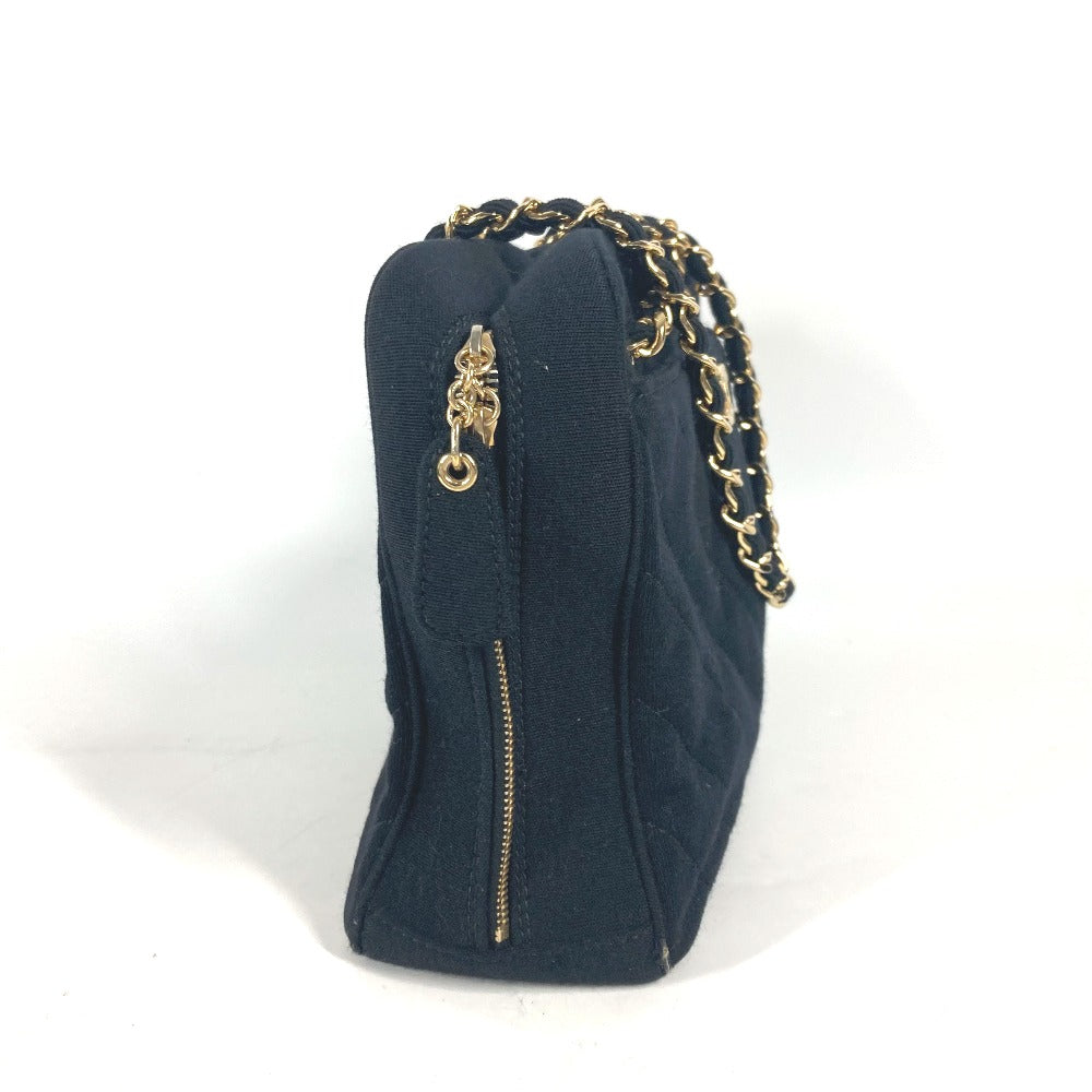 CHANEL Shoulder Bag Jersey black bag shawl CC COCO Mark Quilting Matelasse