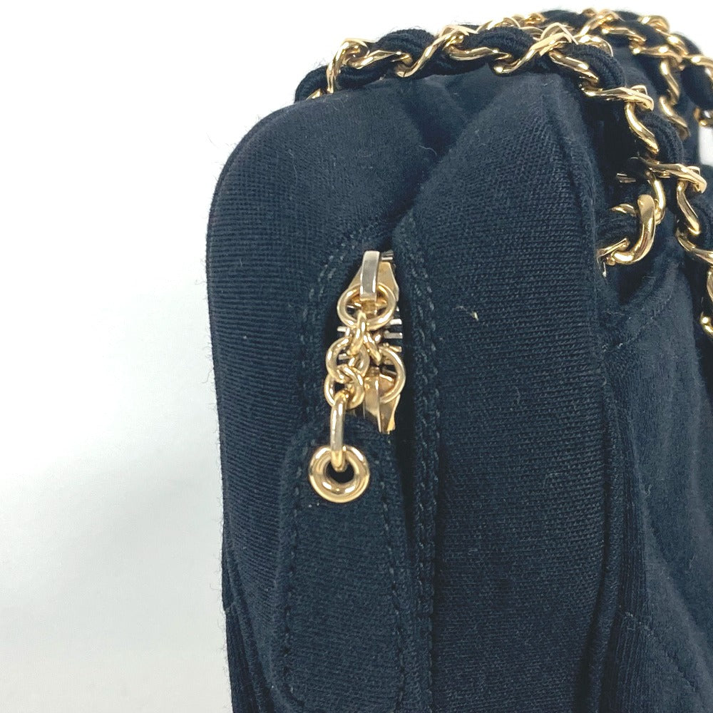 CHANEL Shoulder Bag Jersey black bag shawl CC COCO Mark Quilting Matelasse