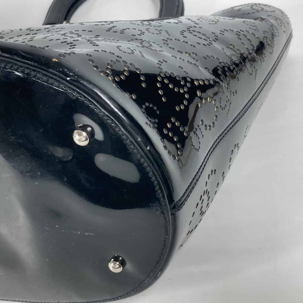 CHANEL Tote Bag Patent leather black punching logo CC COCO Mark NO5