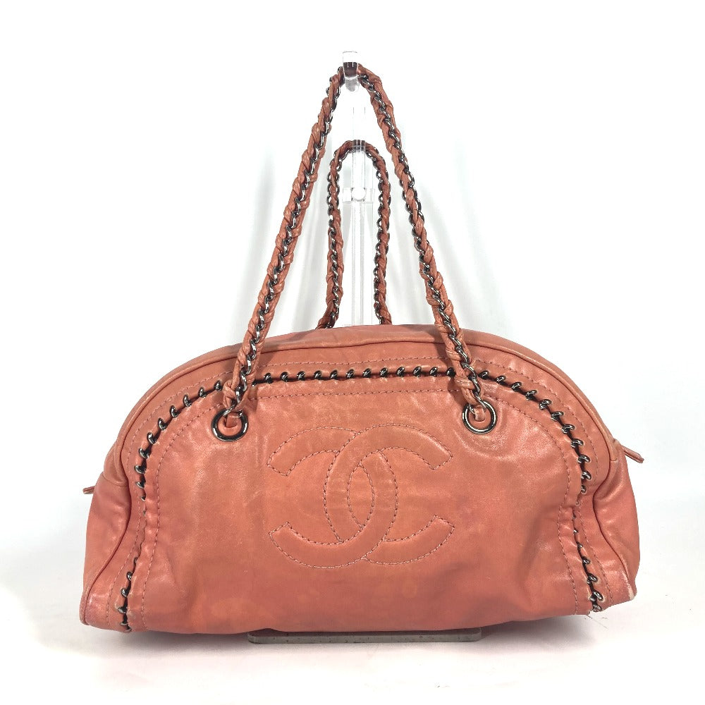 CHANEL Shoulder Bag leather Pink type WChain logo CC COCO Mark Luxury Line