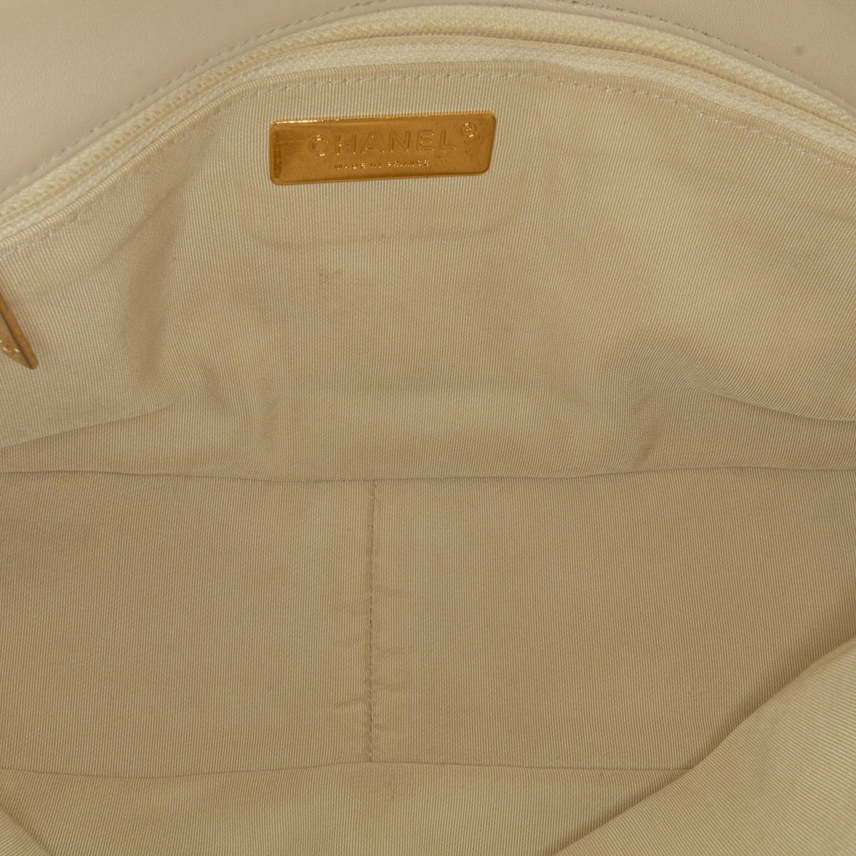 White Chanel Large Lambskin 19 Flap Satchel