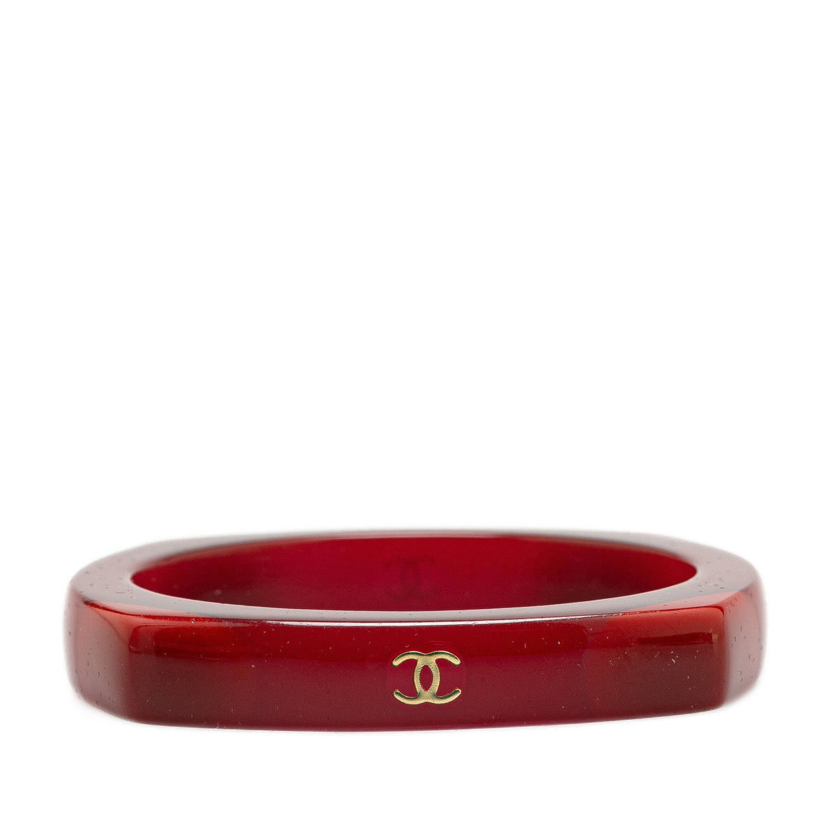 Red Chanel CC Resin Bangle Costume Bracelet