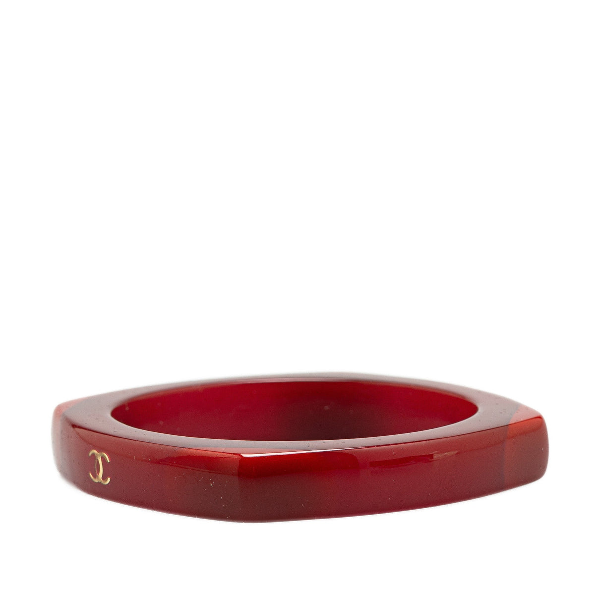 Red Chanel CC Resin Bangle Costume Bracelet