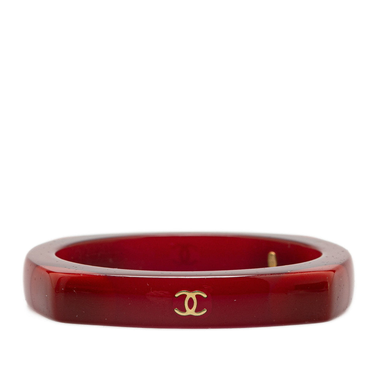 Red Chanel CC Resin Bangle Costume Bracelet