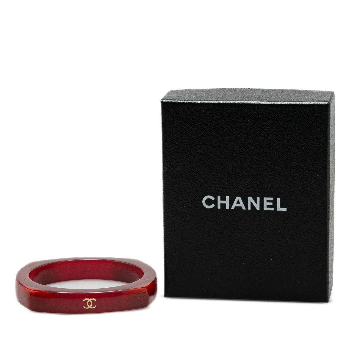 Red Chanel CC Resin Bangle Costume Bracelet
