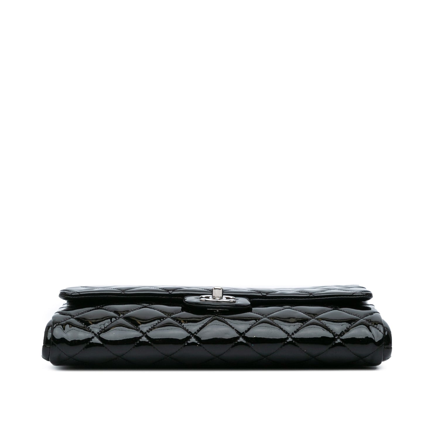 Black Chanel CC Quilted Patent Clutch With Chain Shoulder Bag
