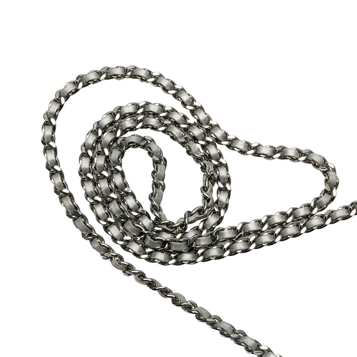 Silver Chanel CC Quilted Aged Calfskin Wallet On Chain Crossbody Bag
