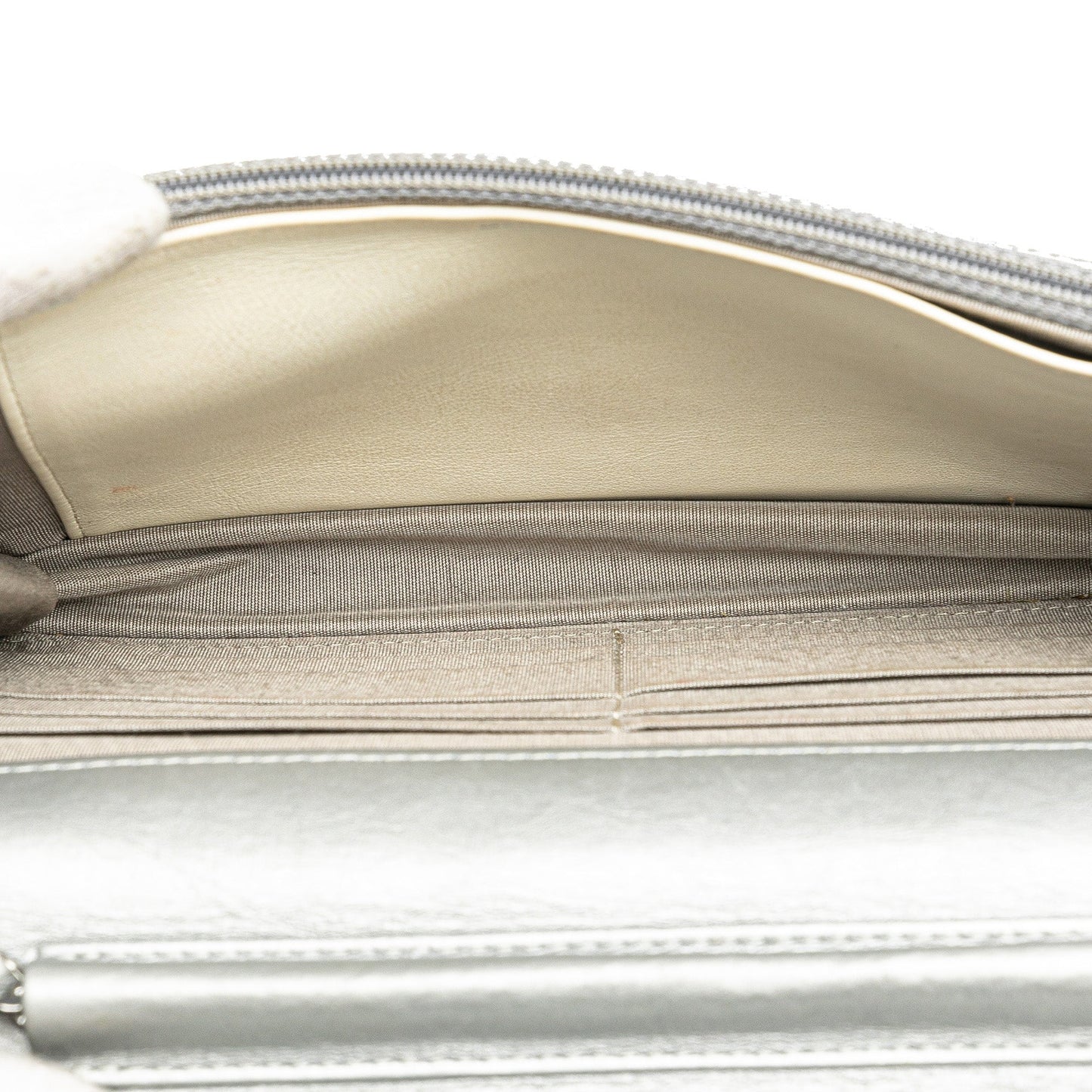Silver Chanel CC Quilted Aged Calfskin Wallet On Chain Crossbody Bag