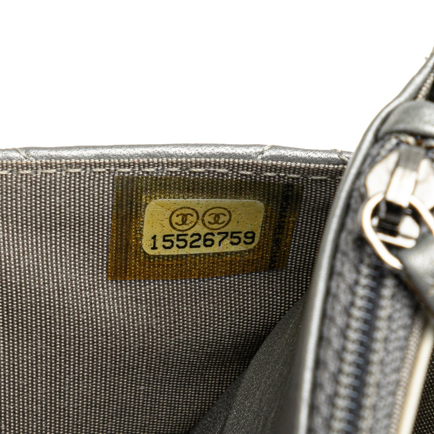Silver Chanel CC Quilted Aged Calfskin Wallet On Chain Crossbody Bag