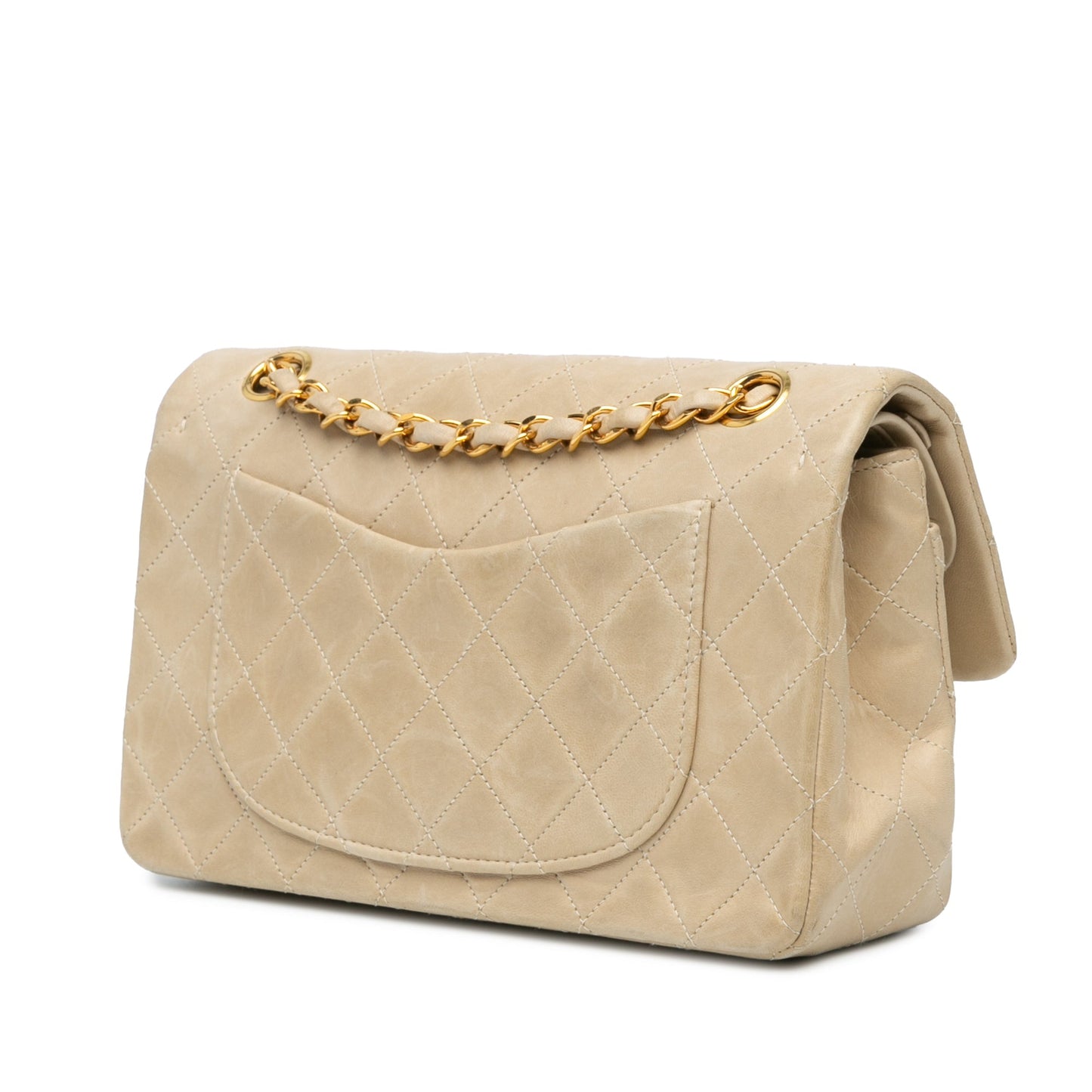 Brown Chanel Small Classic Lambskin Double Flap Shoulder Bag