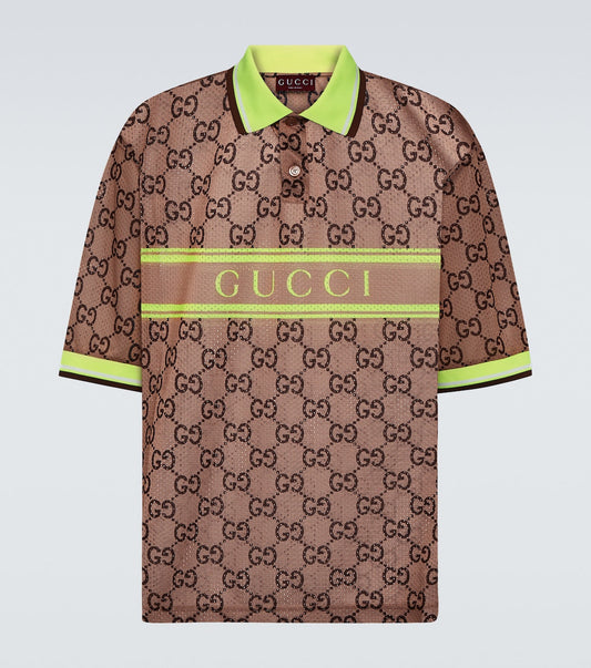Gucci Men Logo Tech & Mesh Polo Shirt