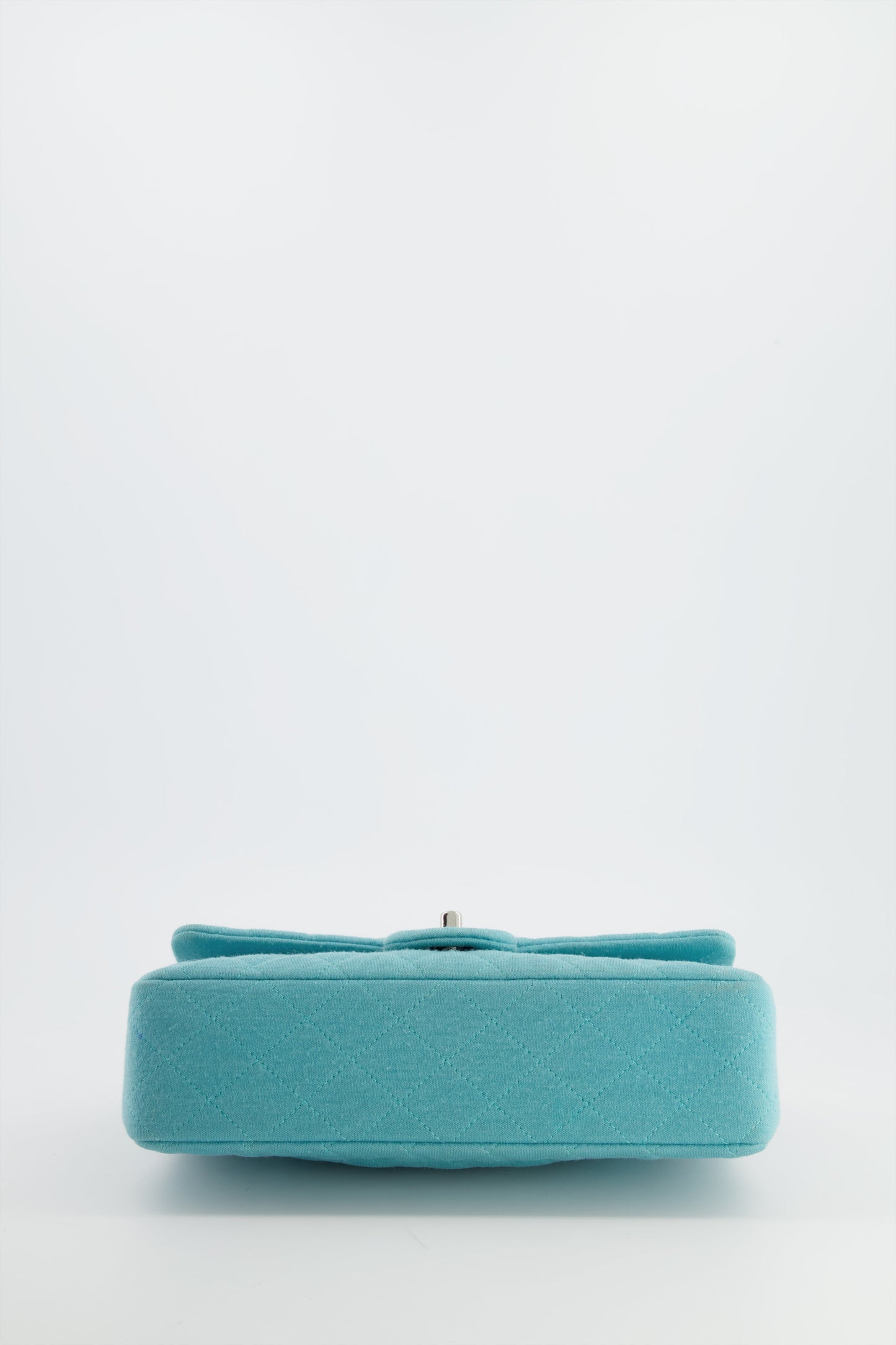 Chanel Turquoise Blue Canvas Medium Classic Double Flap with Silver Hardware  RRP - £8,530