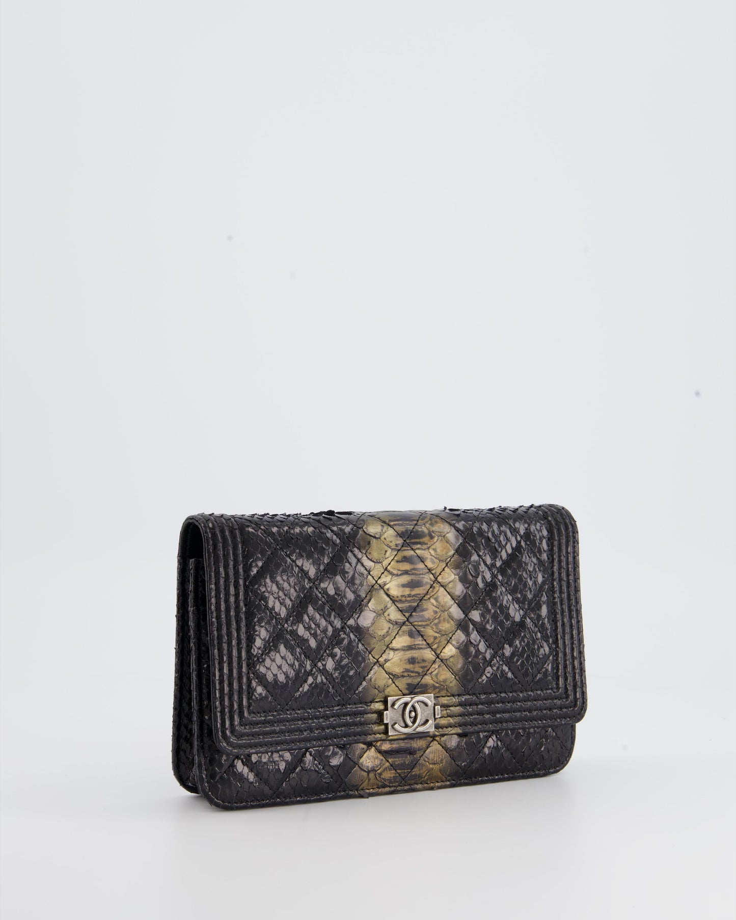 *HOT* Chanel Black and Gold Wallet on Chain Bag in Python with Ruthenium Hardware