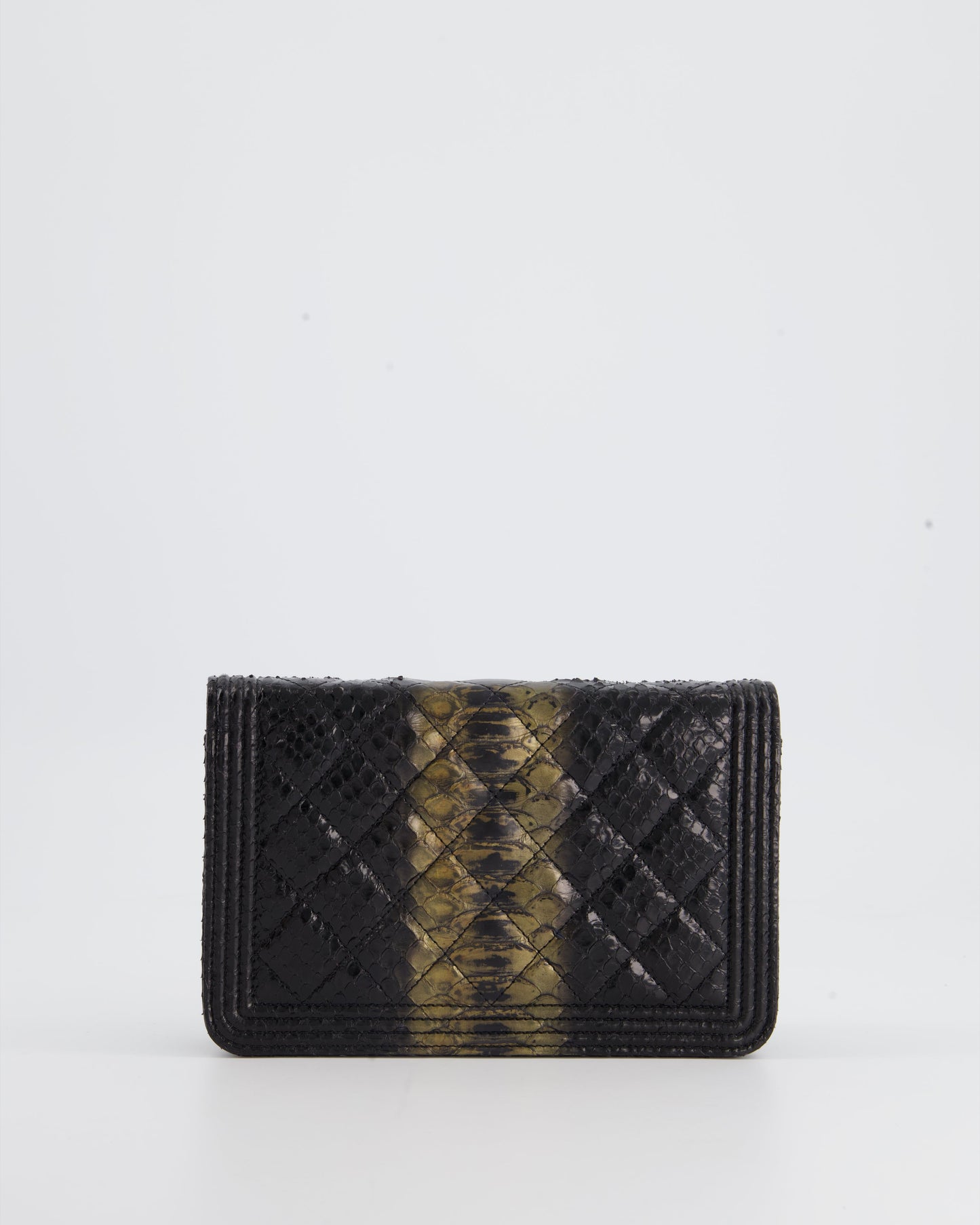 *HOT* Chanel Black and Gold Wallet on Chain Bag in Python with Ruthenium Hardware