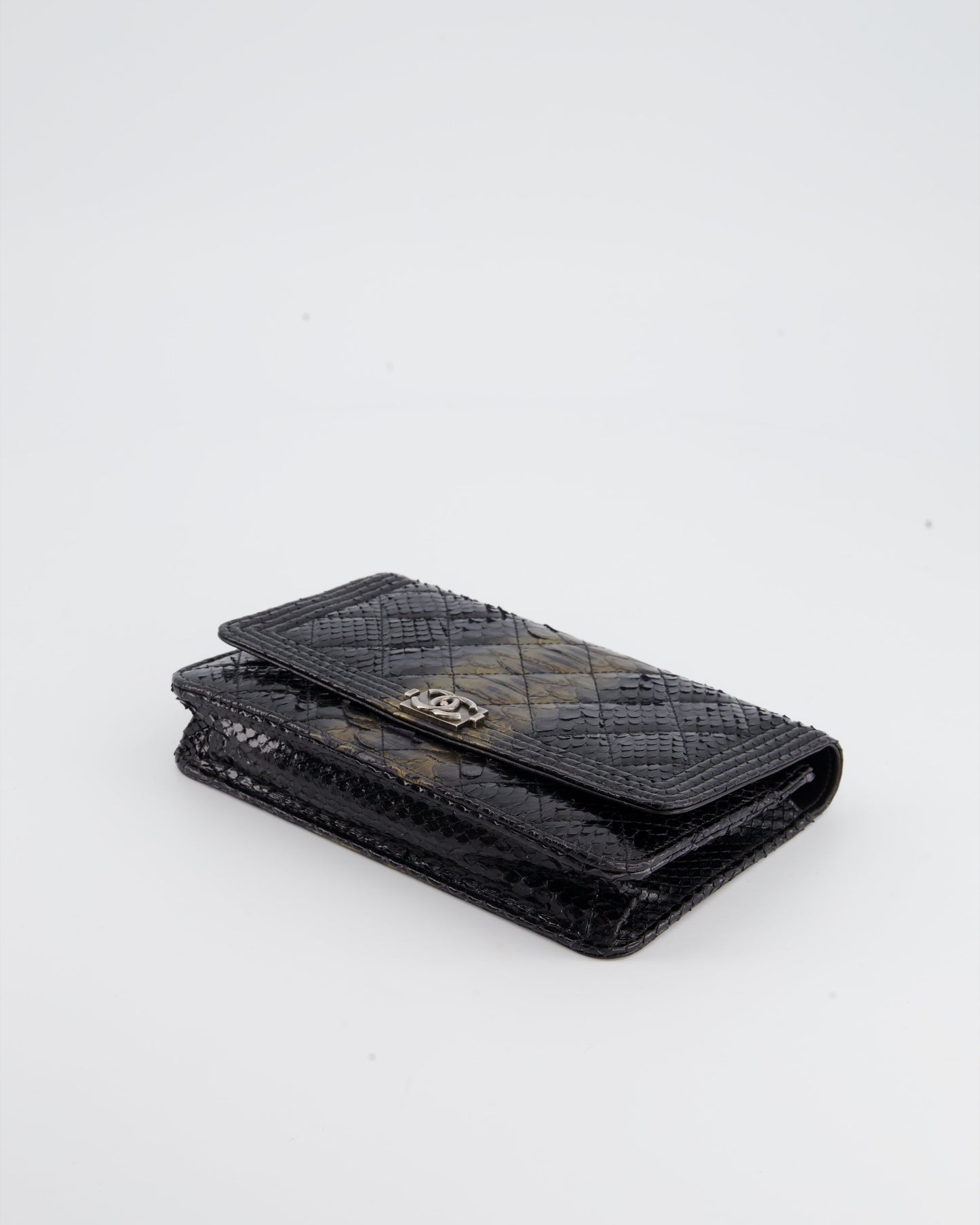 *HOT* Chanel Black and Gold Wallet on Chain Bag in Python with Ruthenium Hardware