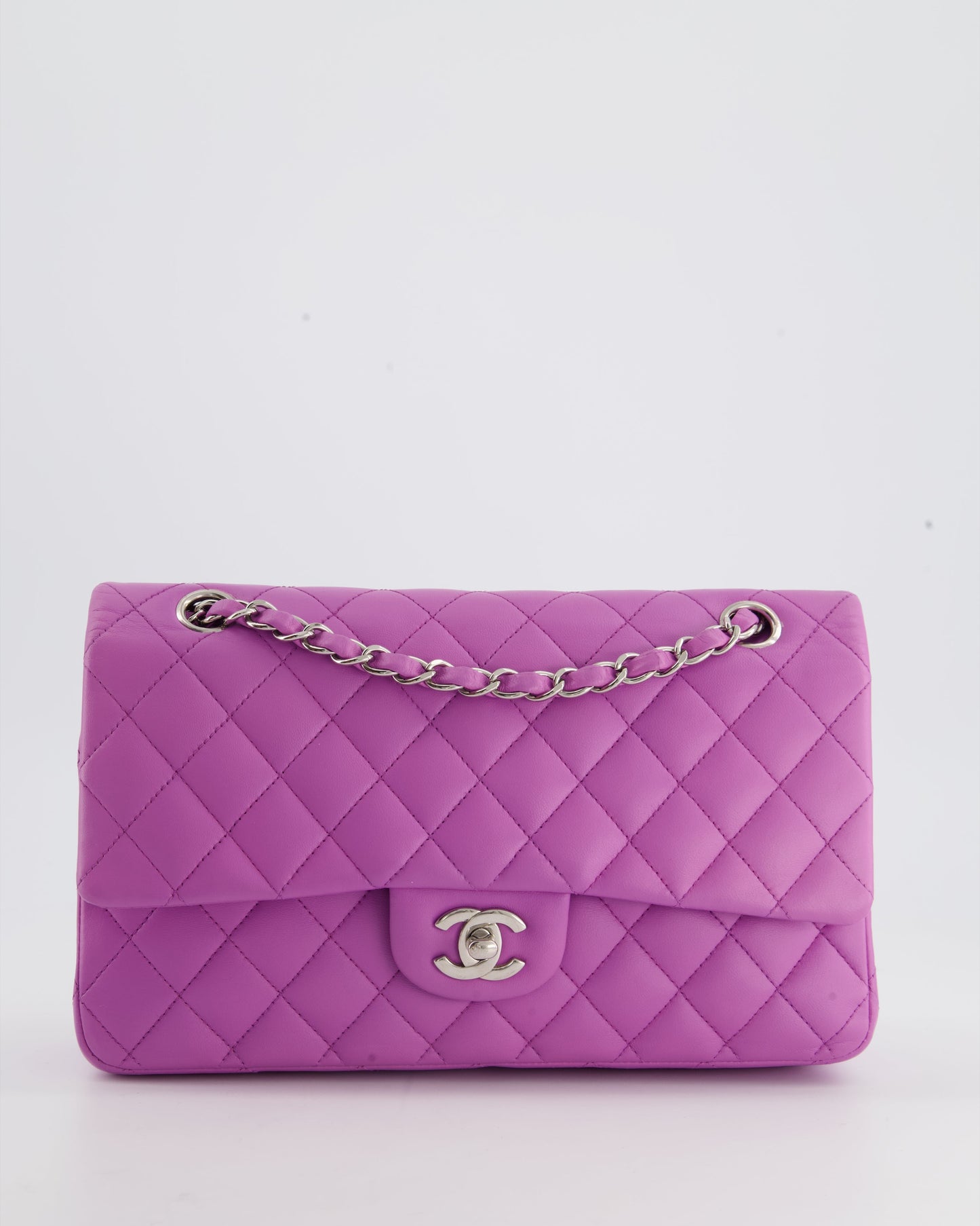 Chanel Grape Medium Classic Double Flap Bag in Lambskin Leather with Silver Hardware RRP £8,530