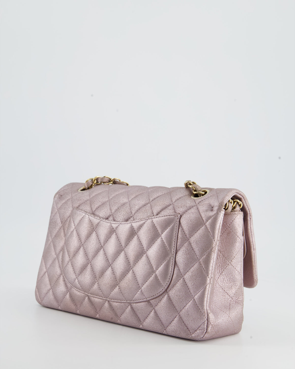 Chanel Metallic Rose Gold Medium Classic Double Flap Bag in Coated Calfskin with Champagne Gold Hardware RRP £8,530