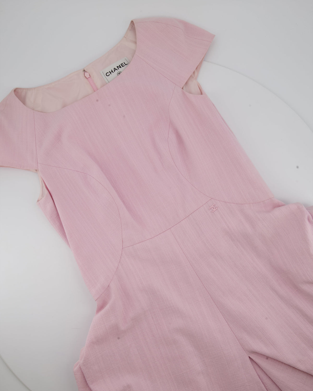 Chanel Pink Midi Sleeveless Dress with CC Detailing Size FR 40 (UK 12)