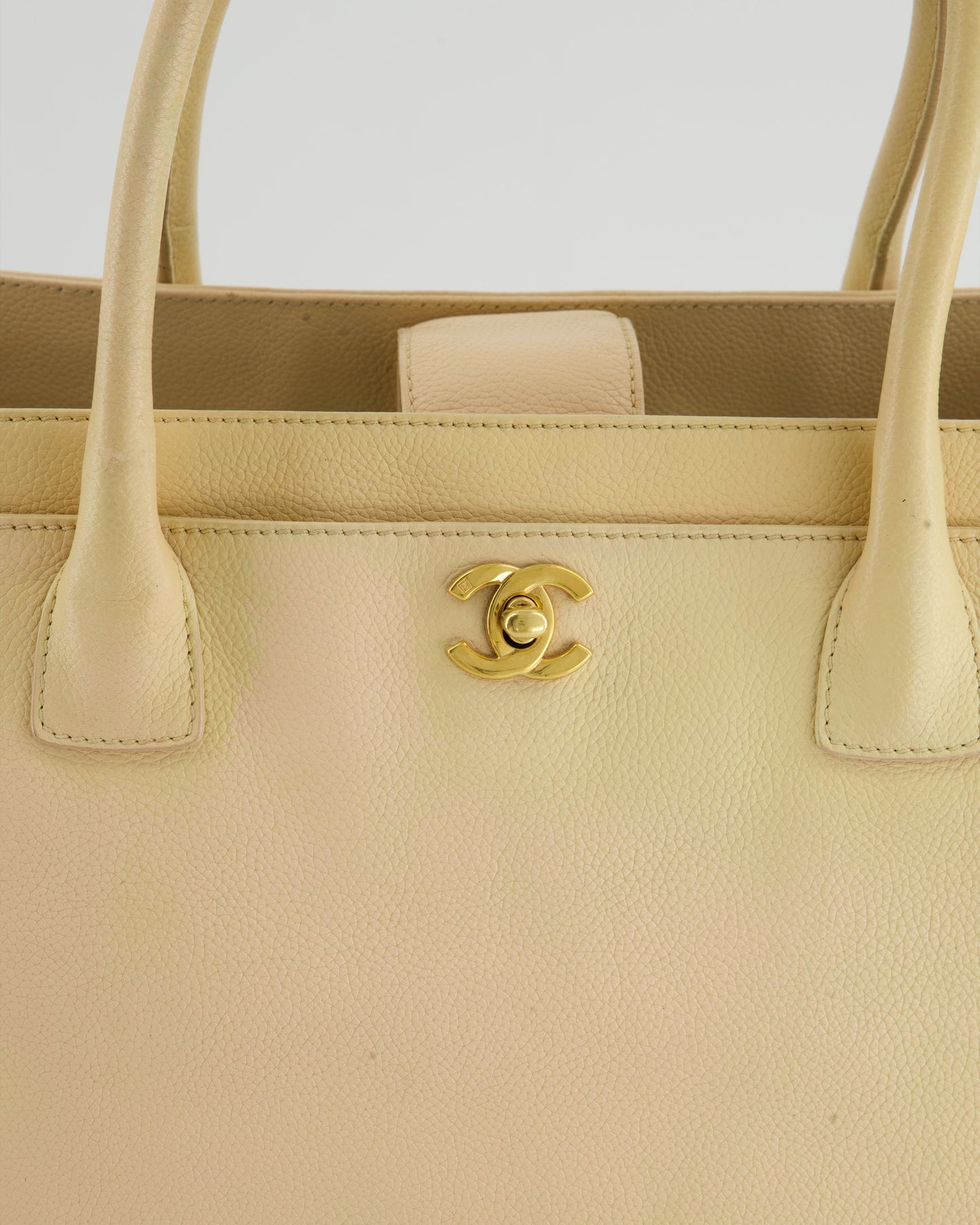 Chanel Vintage Beige Executive Tote Bag in Leather with 24K Gold Hardware
