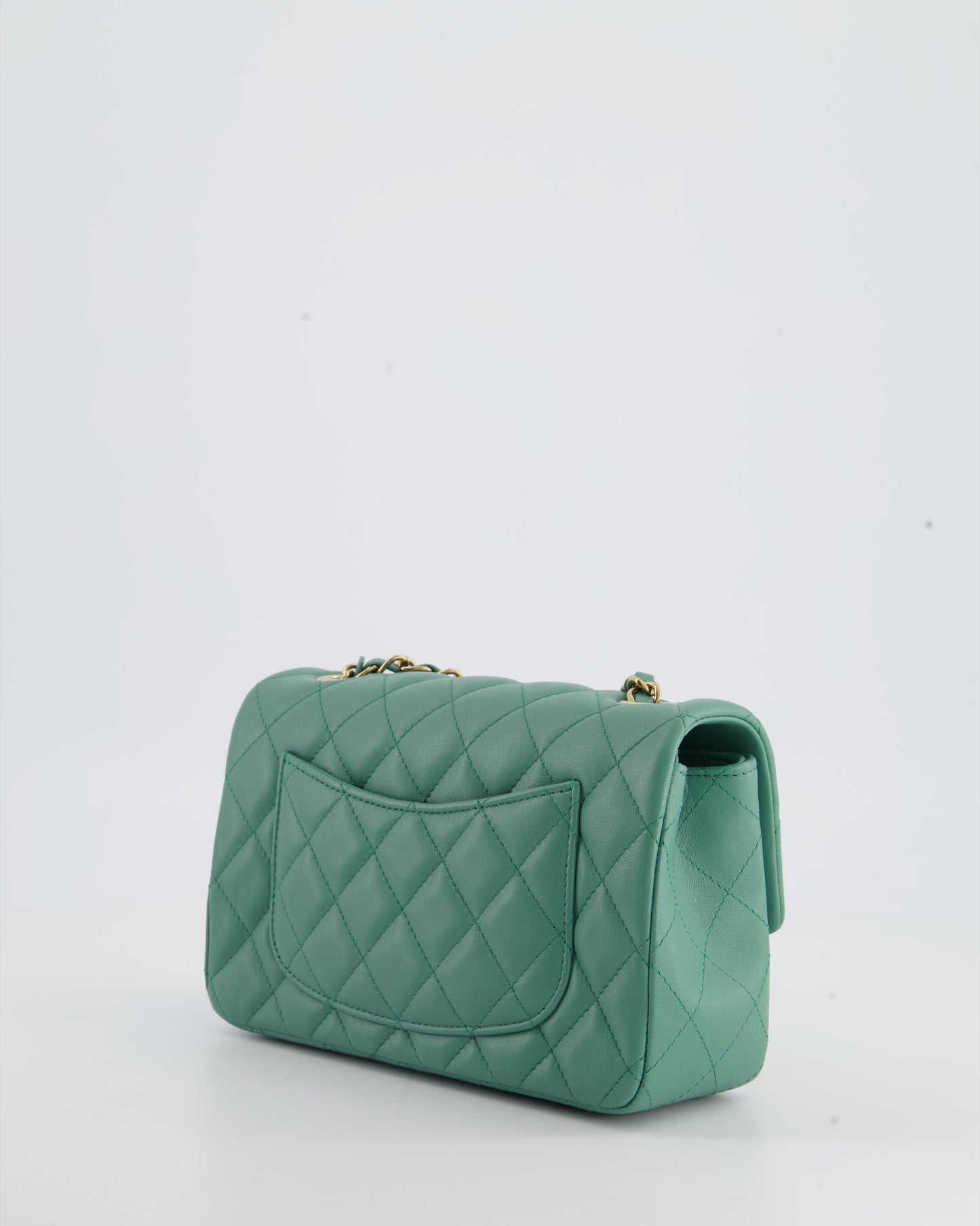Chanel Green Mini Rectangular Bag in Lambskin Leather with  Champagne Gold Hardware