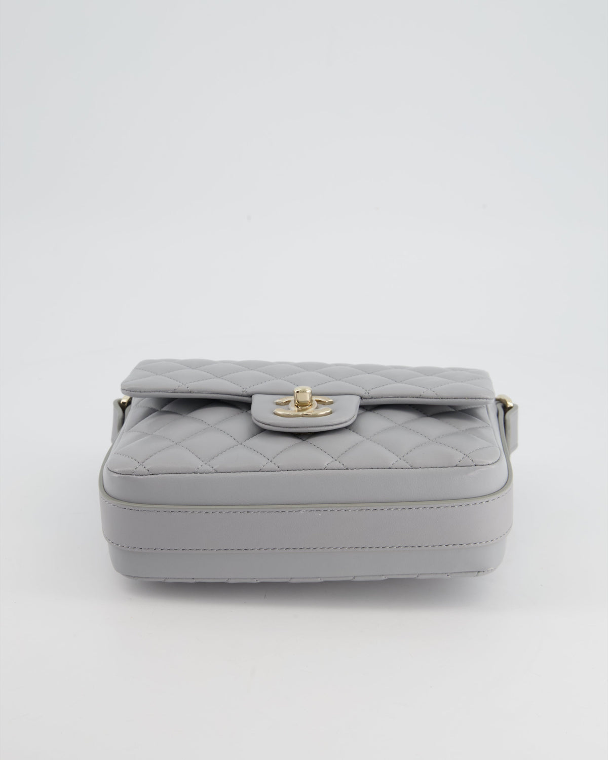 Chanel Wave Strap Bag In Dove Grey Lambskin with Champagne Gold Hardware