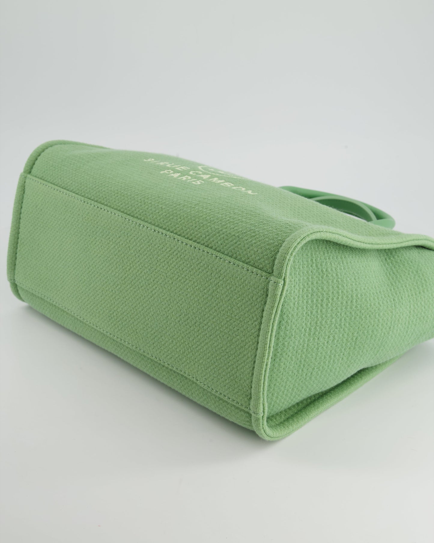 Chanel Pistachio Green Canvas Small Deauville Tote Bag with Champagne Gold Hardware