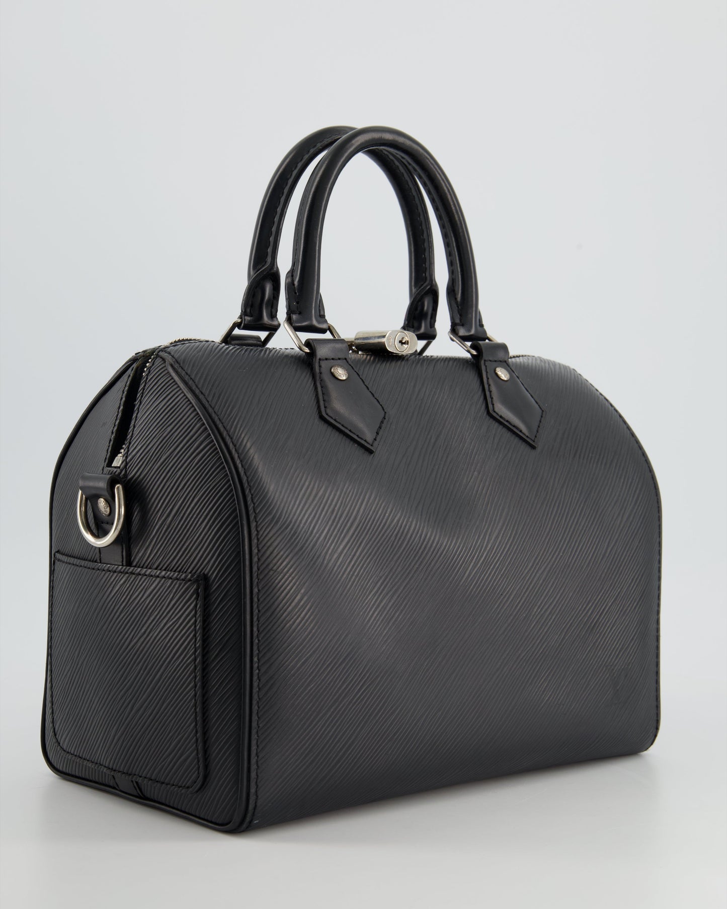 Louis Vuitton Black 25 Speedy Bag Bandoulière in Epi Leather and Silver Hardware