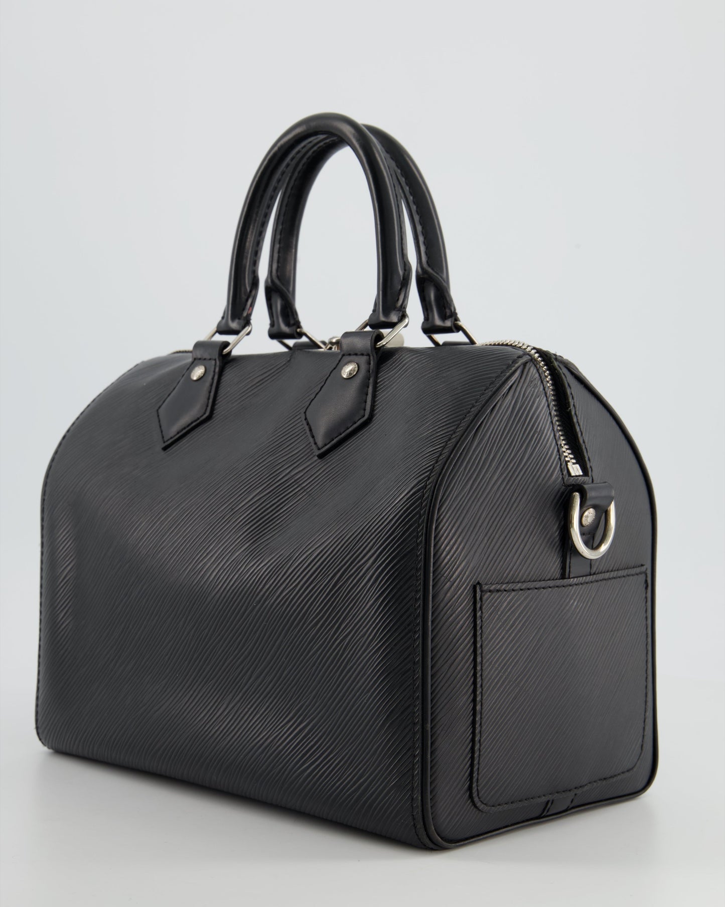 Louis Vuitton Black 25 Speedy Bag Bandoulière in Epi Leather and Silver Hardware