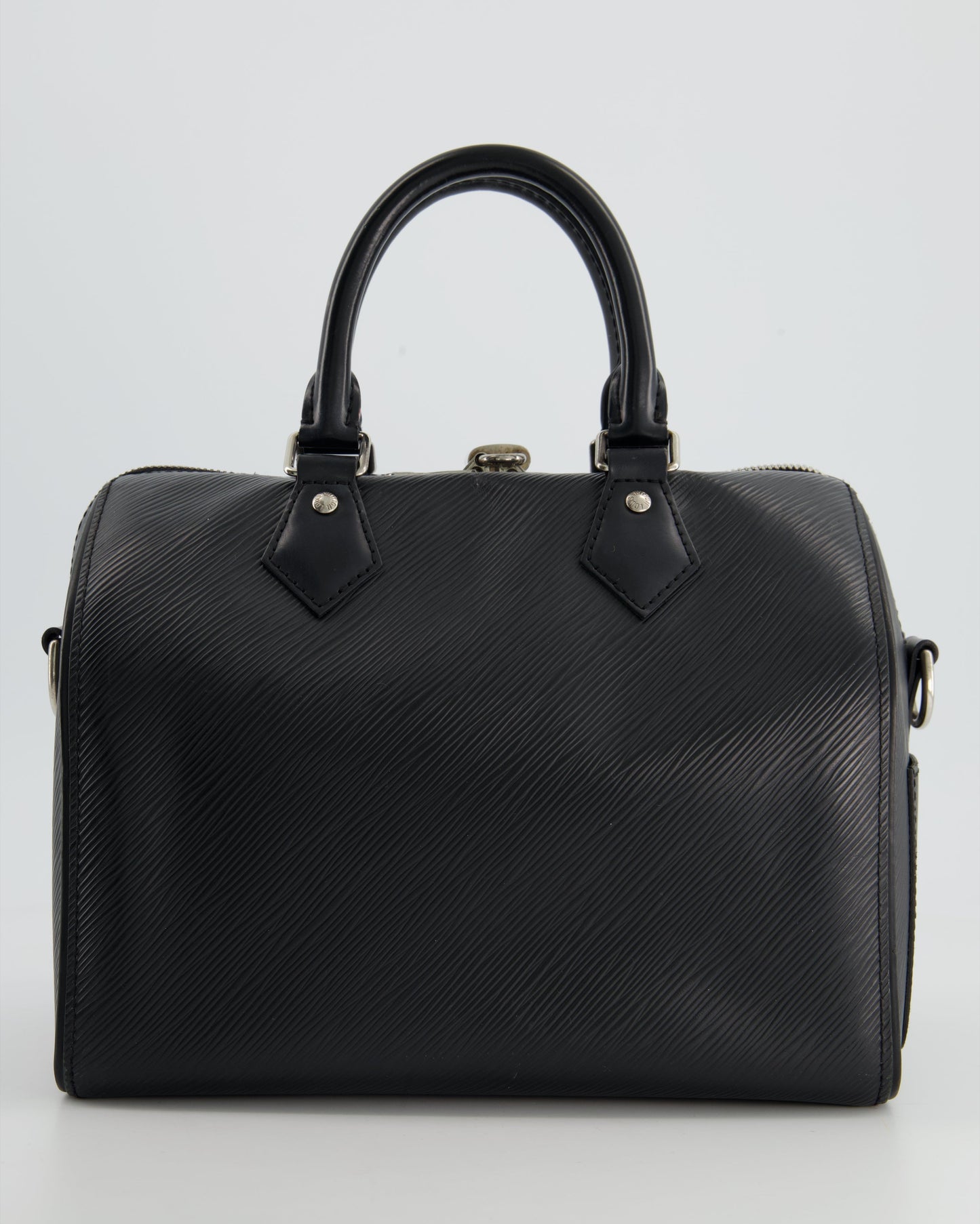 Louis Vuitton Black 25 Speedy Bag Bandoulière in Epi Leather and Silver Hardware