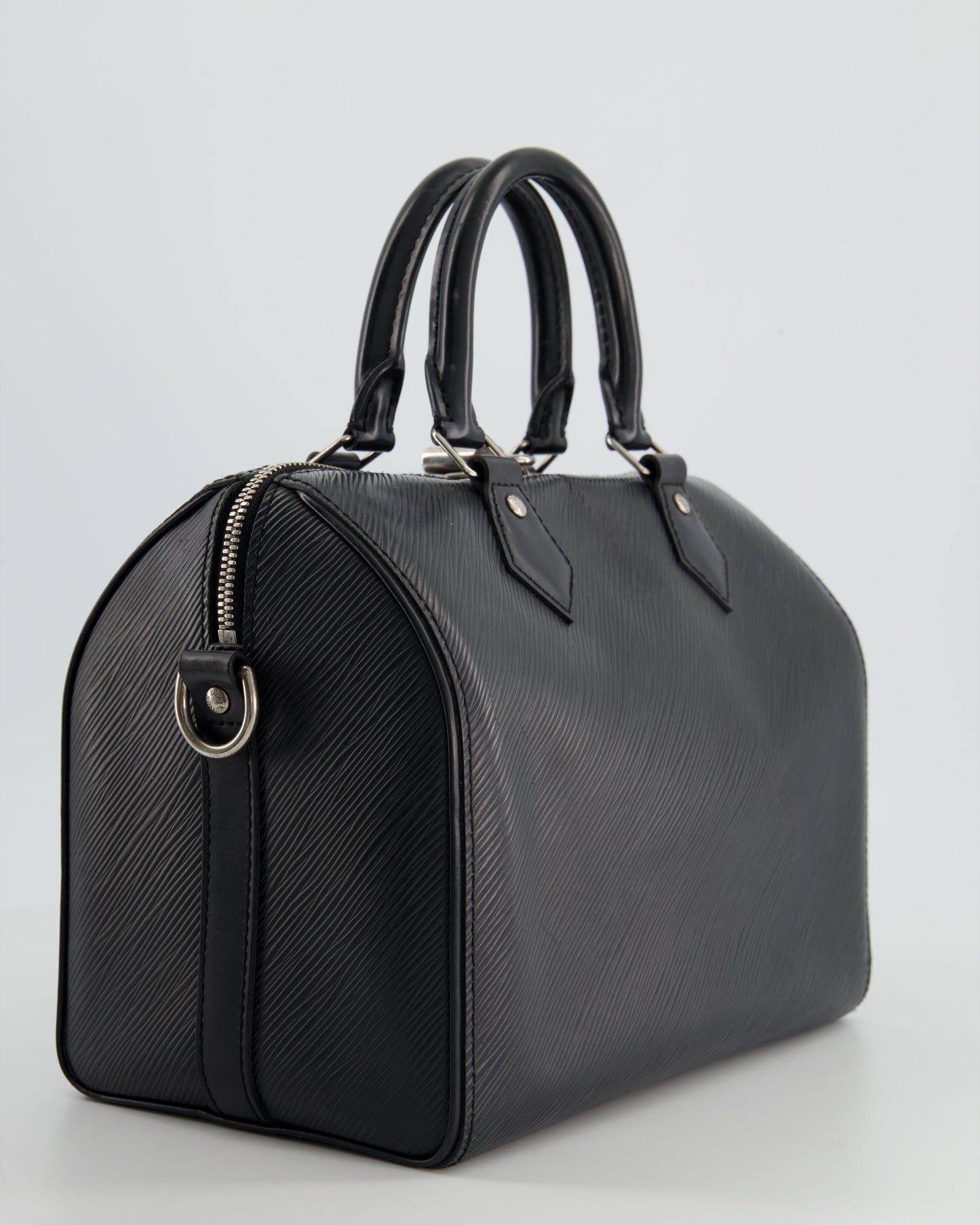 Louis Vuitton Black 25 Speedy Bag Bandoulière in Epi Leather and Silver Hardware