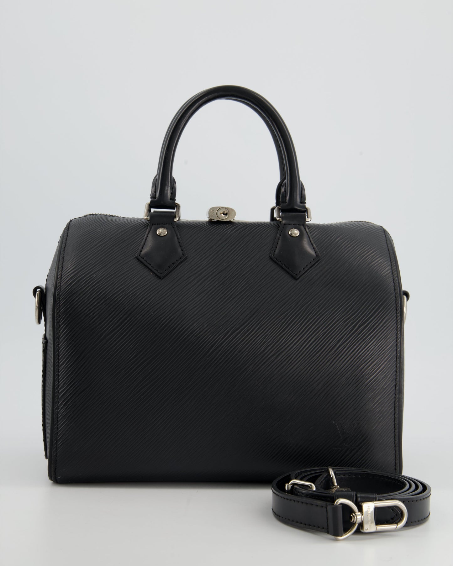 Louis Vuitton Black 25 Speedy Bag Bandoulière in Epi Leather and Silver Hardware