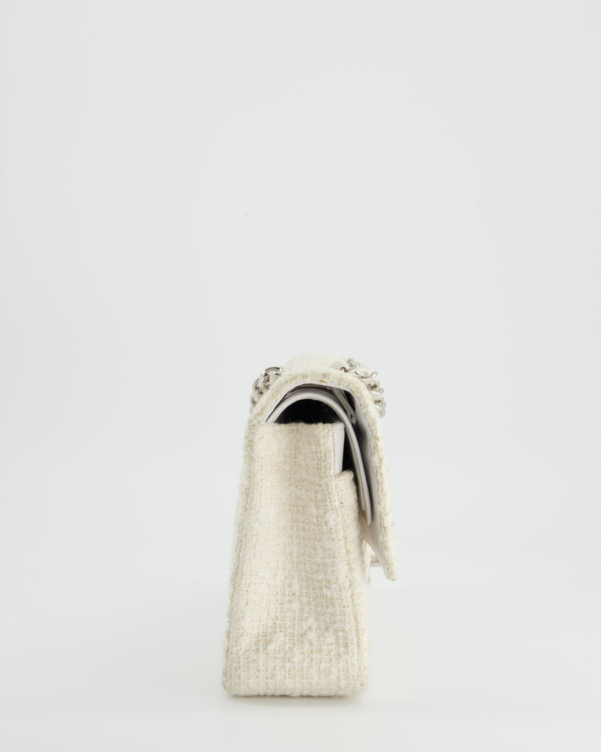 Chanel Vintage White Tweed Classic Double Flap Bag with Silver Hardware RRP - ¬£8,530