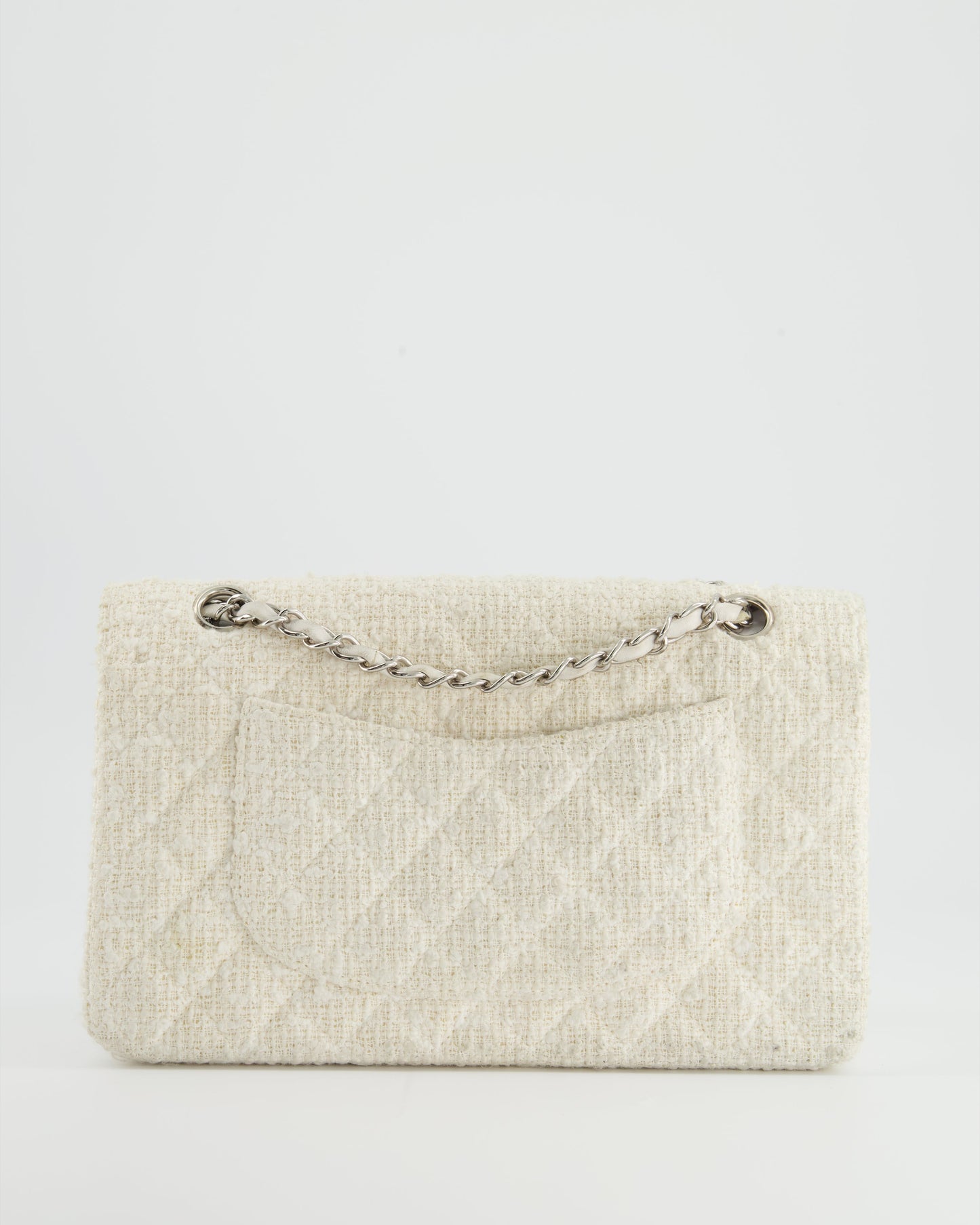 Chanel Vintage White Tweed Classic Double Flap Bag with Silver Hardware RRP - £8,530