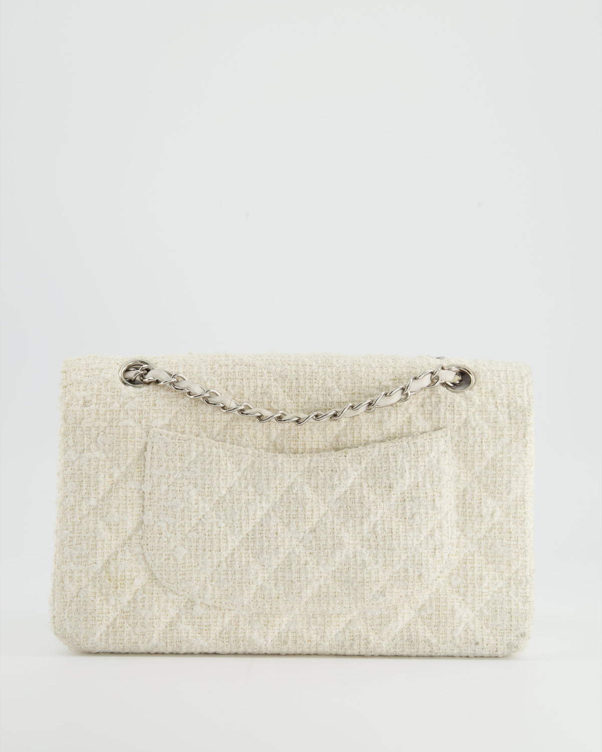 Chanel Vintage White Tweed Classic Double Flap Bag with Silver Hardware RRP - ¬£8,530