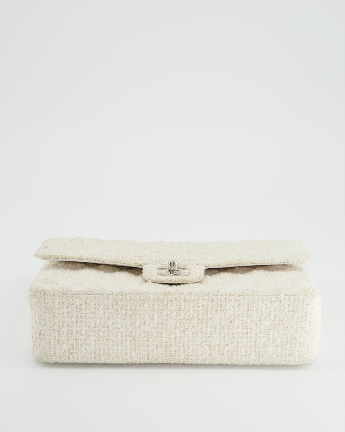 Chanel Vintage White Tweed Classic Double Flap Bag with Silver Hardware RRP - ¬£8,530