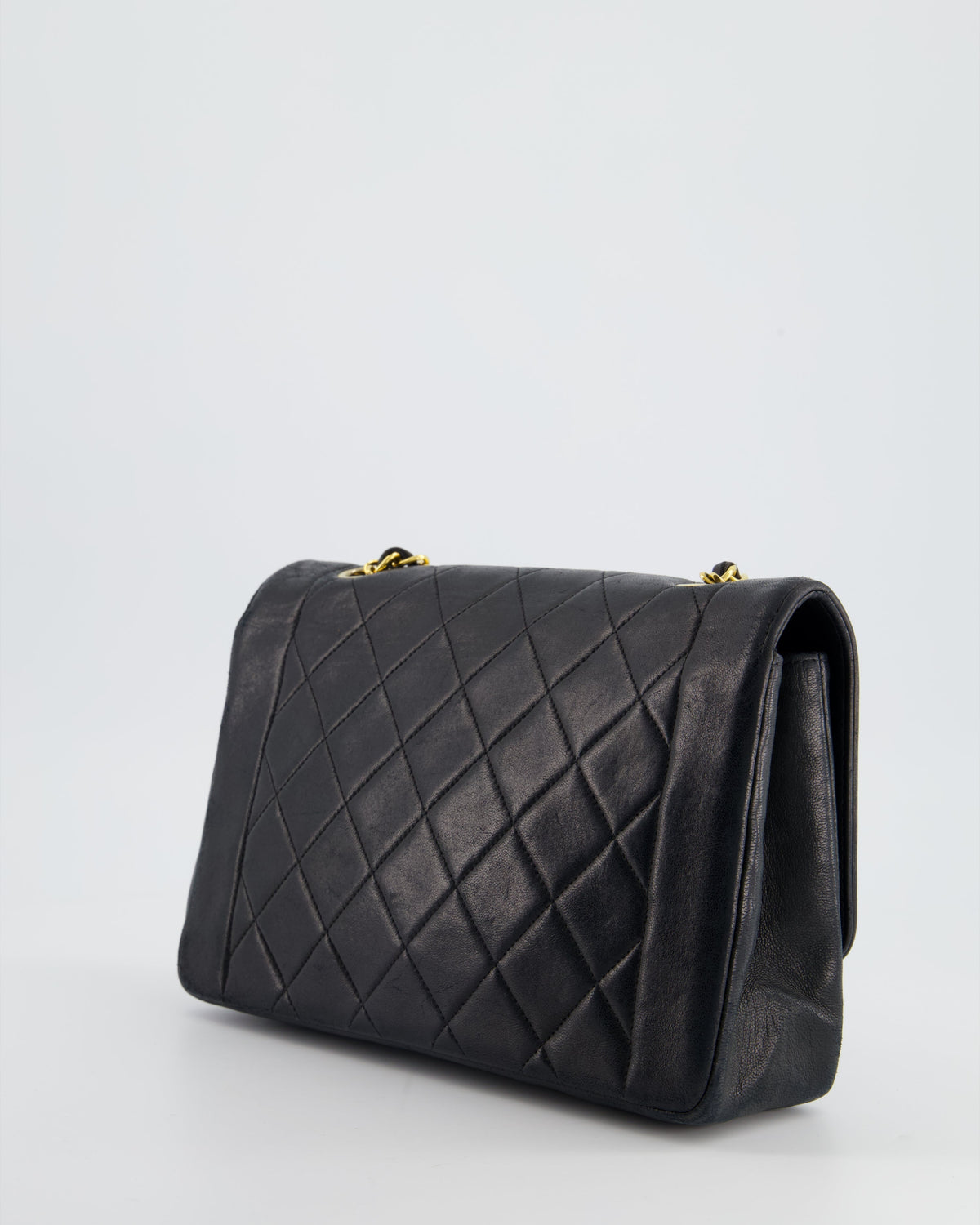 Chanel Vintage Navy Diana Quilted Flap Bag in Lambskin Leather with 24K Gold Hardware