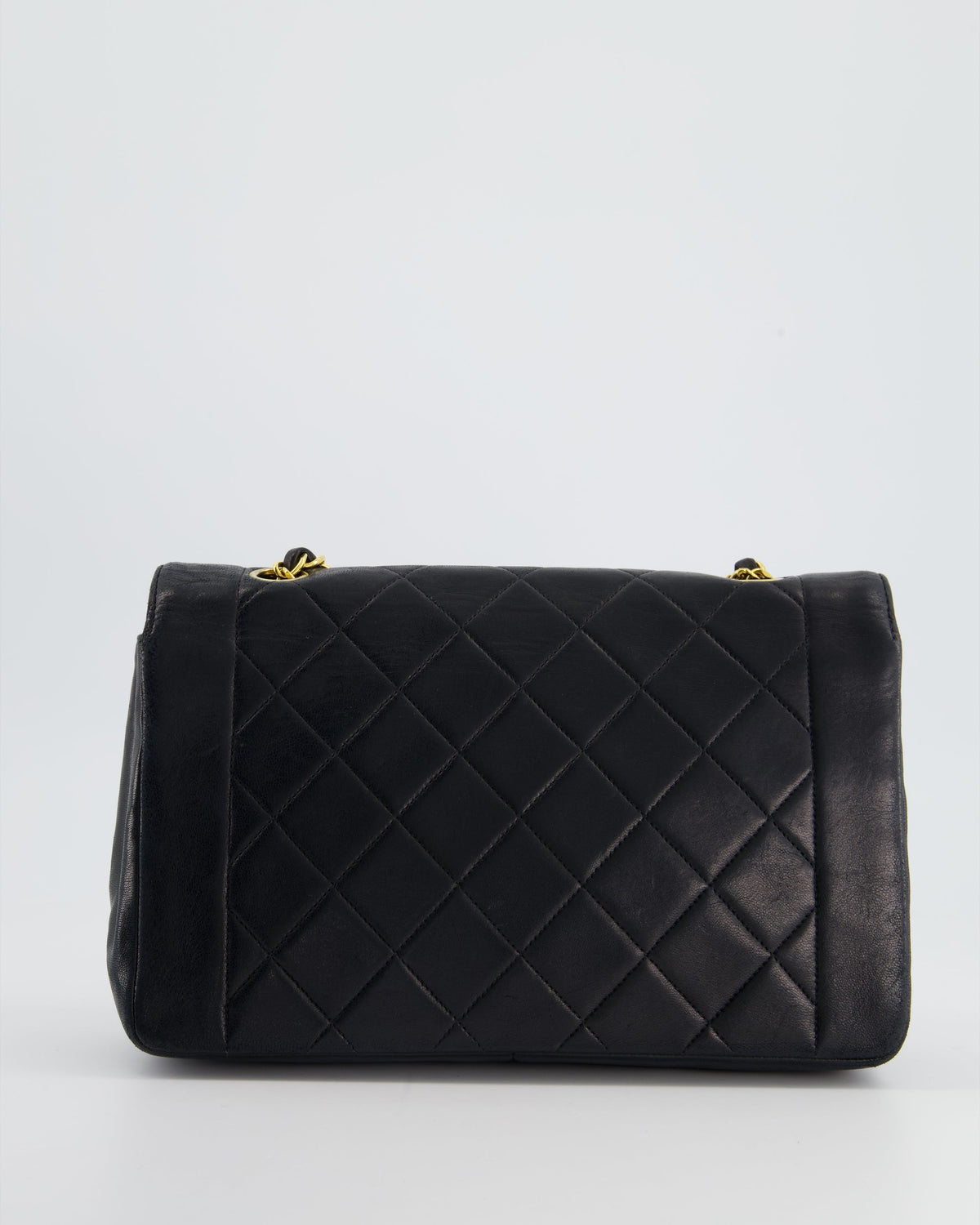 Chanel Vintage Navy Diana Quilted Flap Bag in Lambskin Leather with 24K Gold Hardware